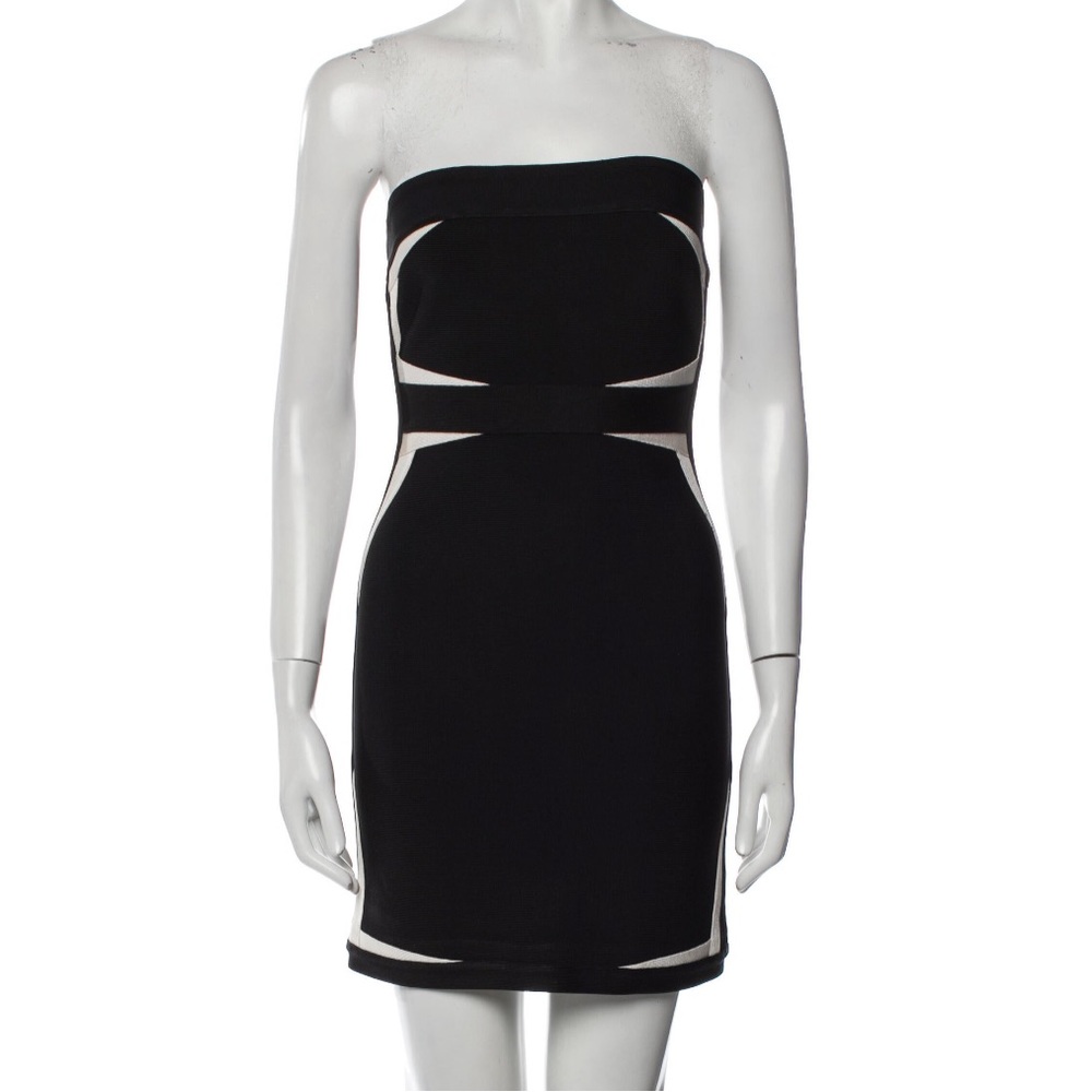 Hervé Leger Bandeau Strapless Mini Dress Size XS Black and White / never worn